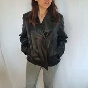Vintage Leather Double Breasted Jacket